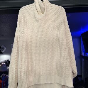Free People Cream Cowl Neck Sweater